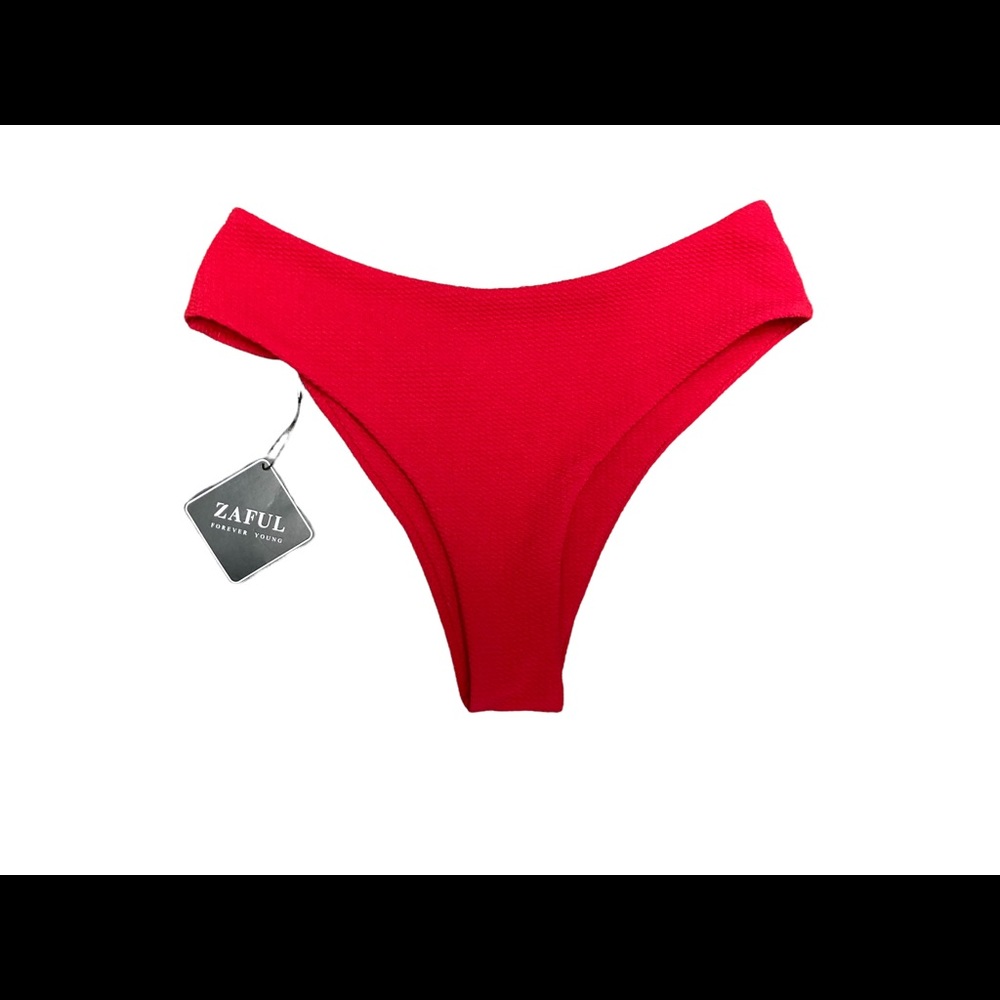 NWT Zaful red high waisted  hipster cheeky bikini bottoms size medium